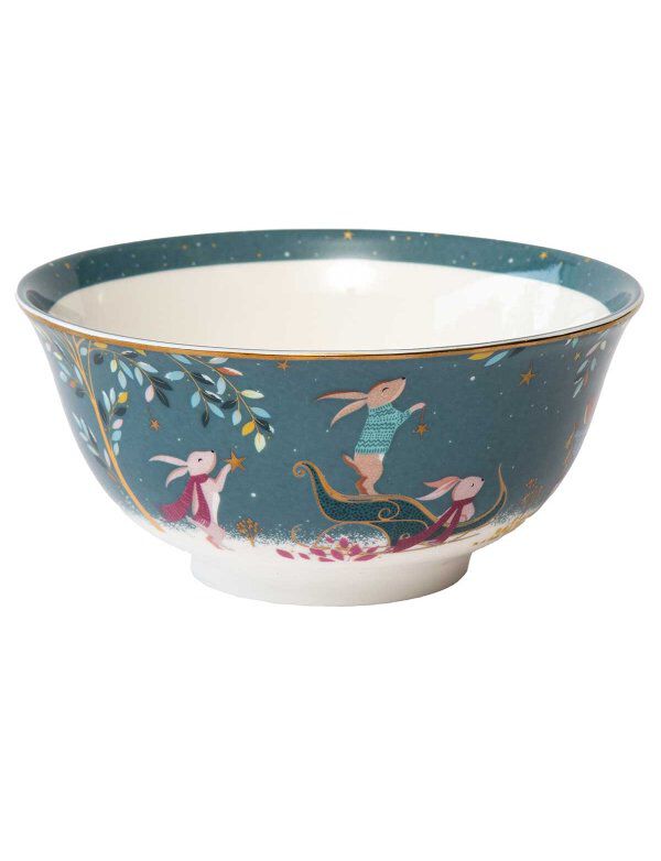 Sara Miller Woodland Tales Candy Bowl, Rabbit Sleigh